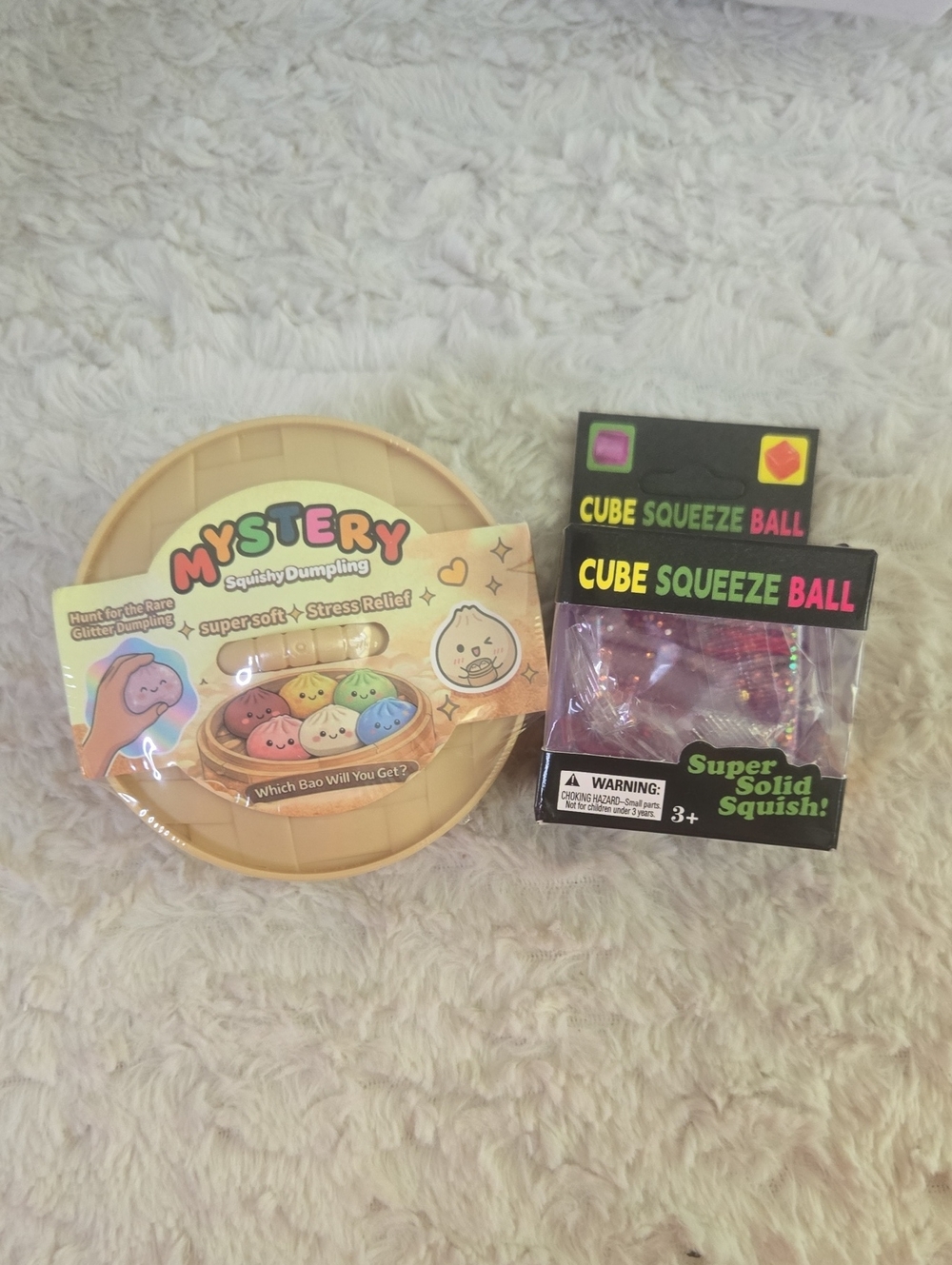 Mystery Squishy Dumpling Stress Relief Toy - Cube Squeeze Ball Included